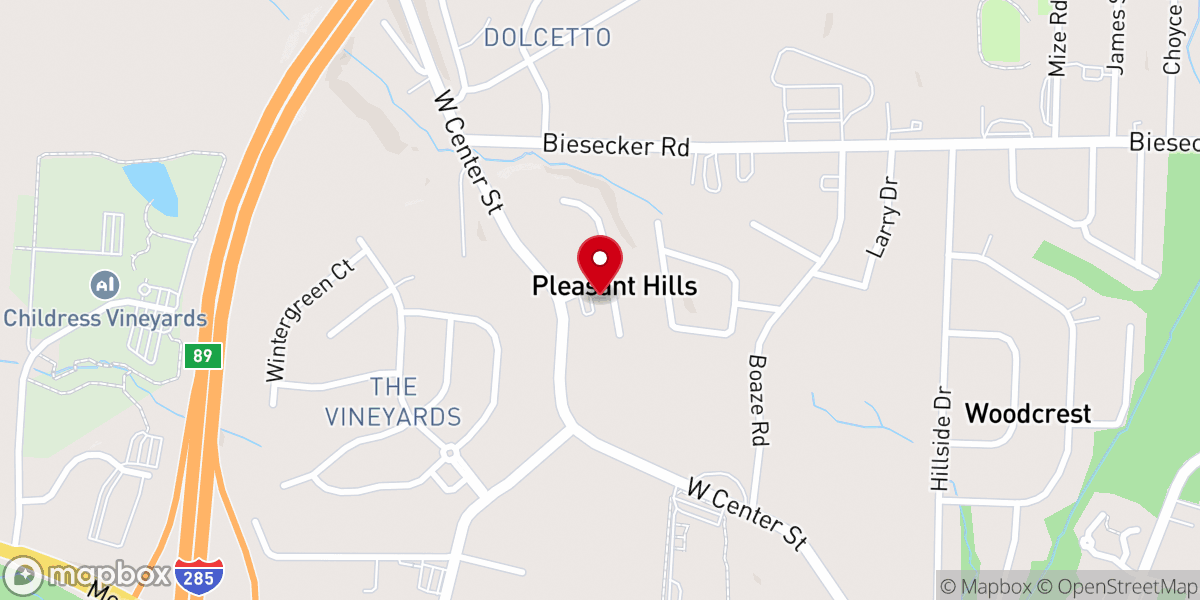 Map showing location of Westside Baptist Church