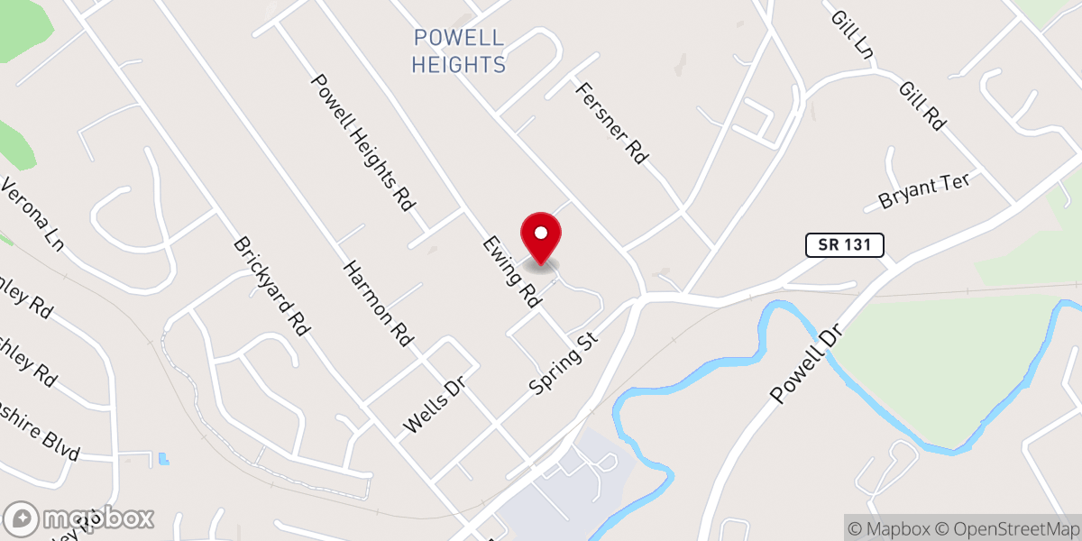 Map showing location of First Baptist Church of Powell