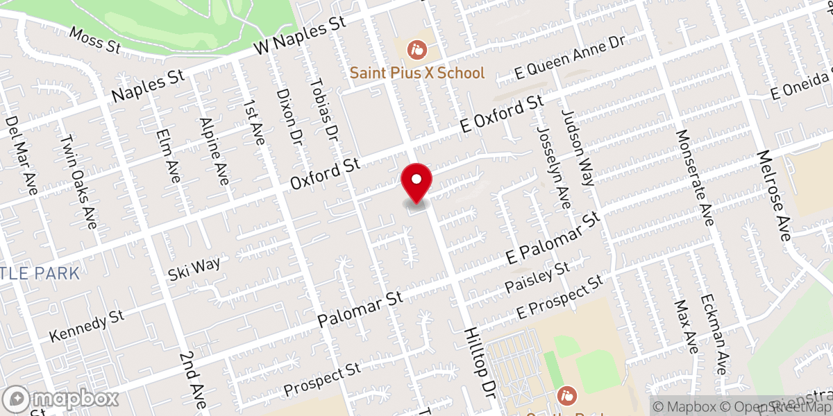 Map showing location of Iglesia Universal
