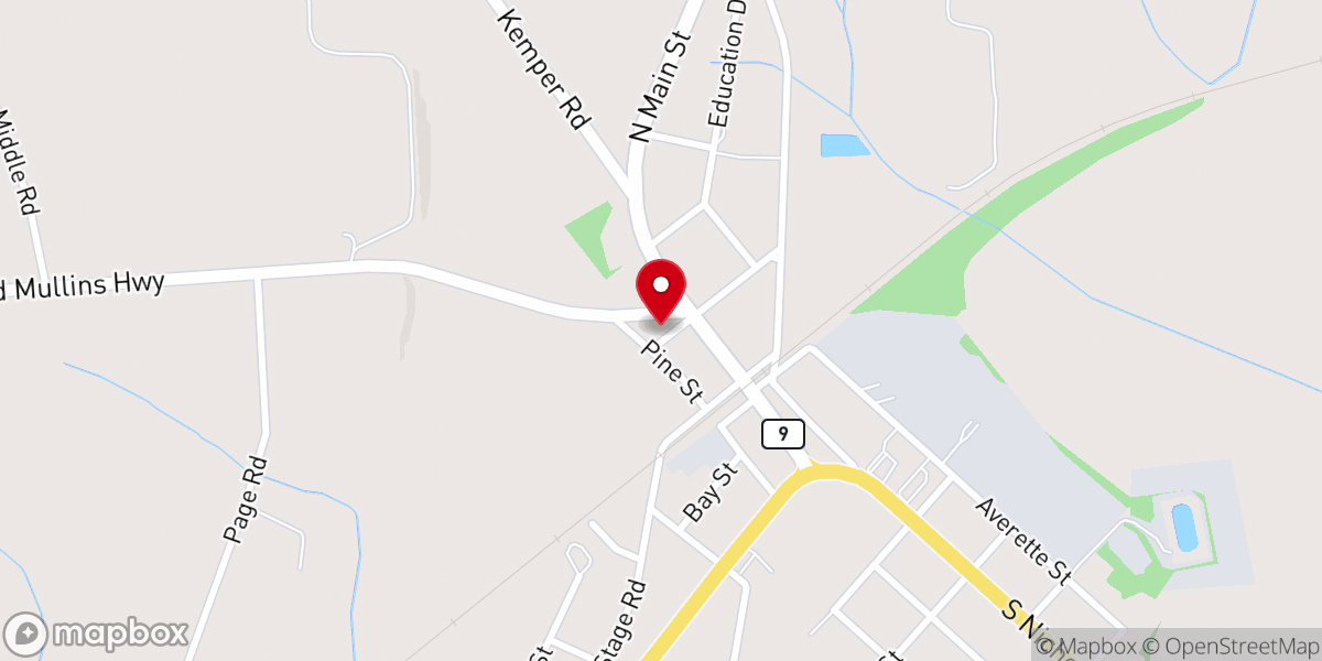 Map showing location of Nichols Baptist Church