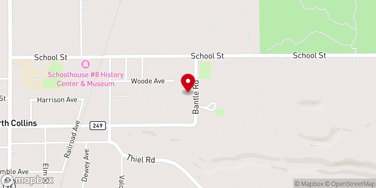 Map showing location of North Collins Wesleyan Church