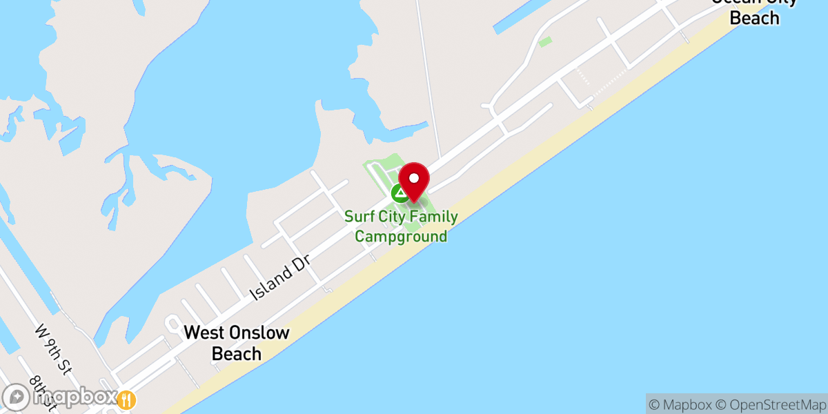 Map showing location of Surf City Family Campground