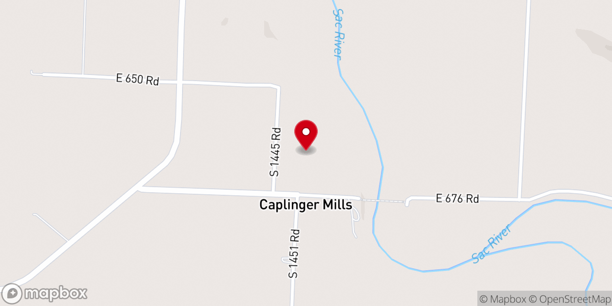 Map showing location of Caplinger Woods RV & Campground