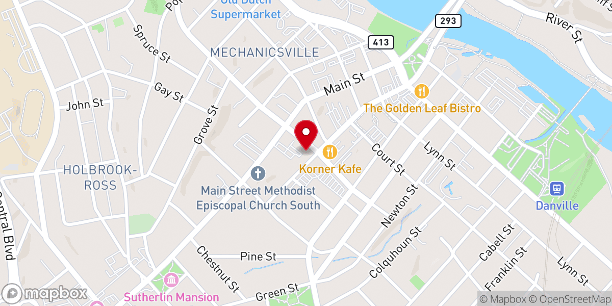Map showing location of Forest-Lawn Church