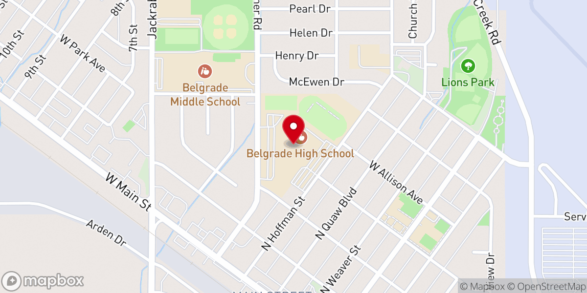 Map showing location of Belgrade High School