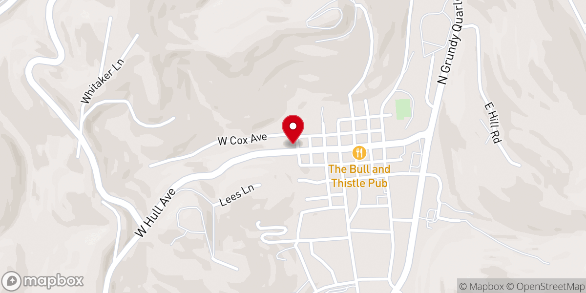 Map showing location of Gainesboro First Baptist Church