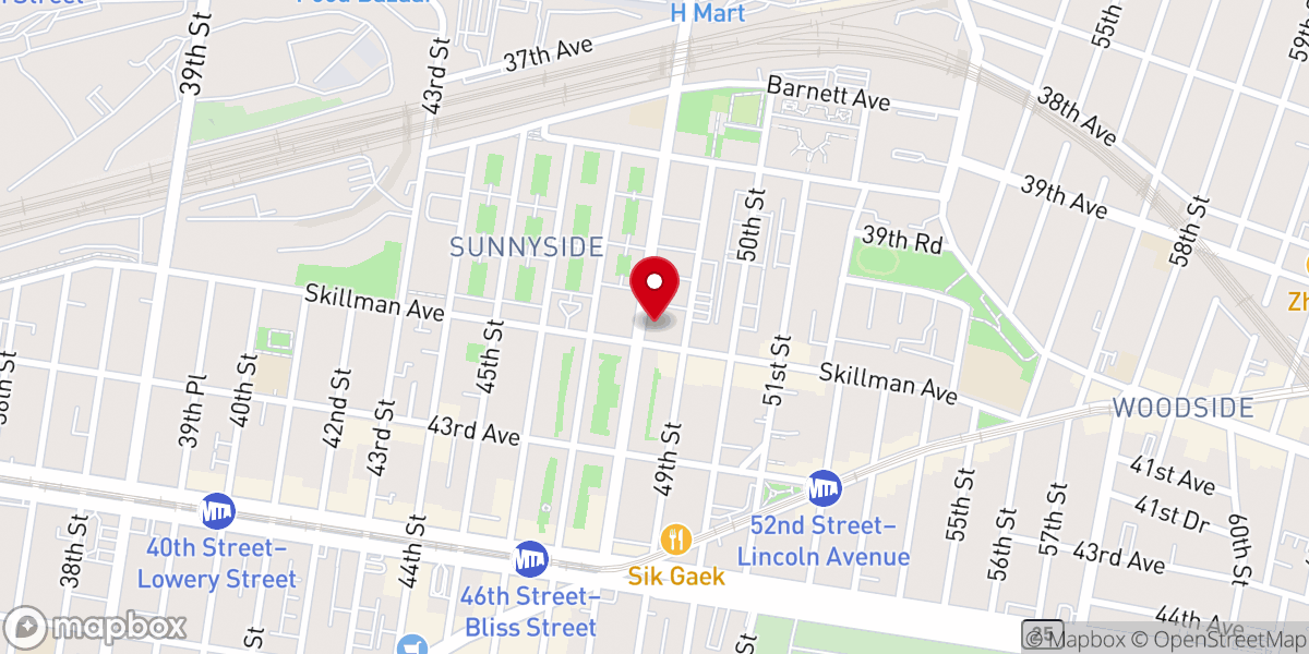 Map showing location of Sunnyside Place Church of New York
