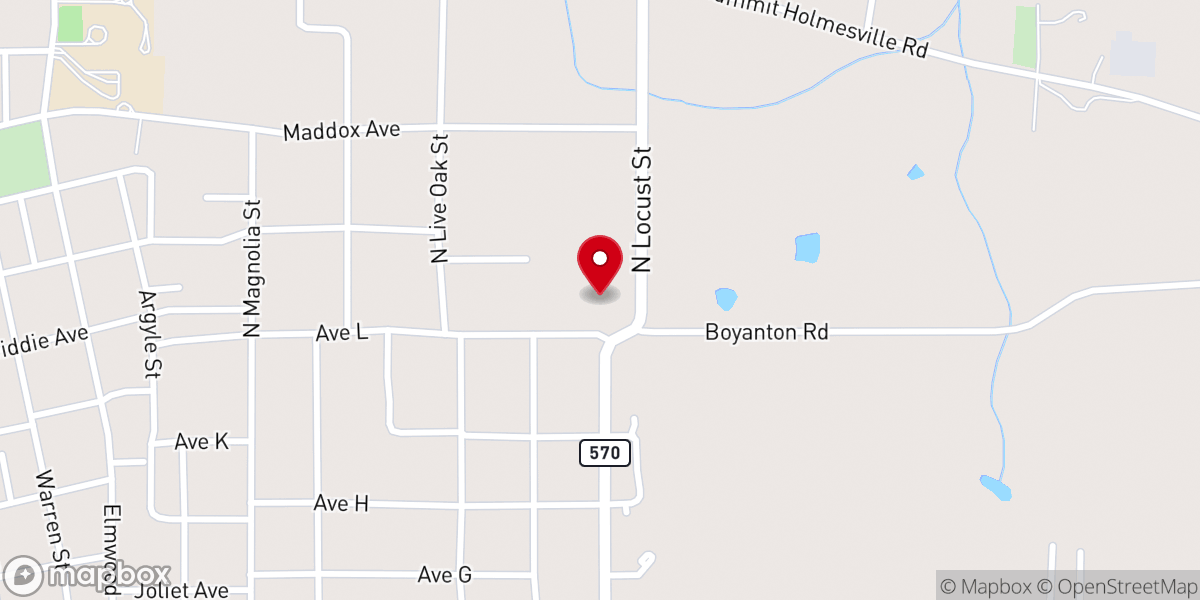 Map showing location of Locust Street Baptist Church
