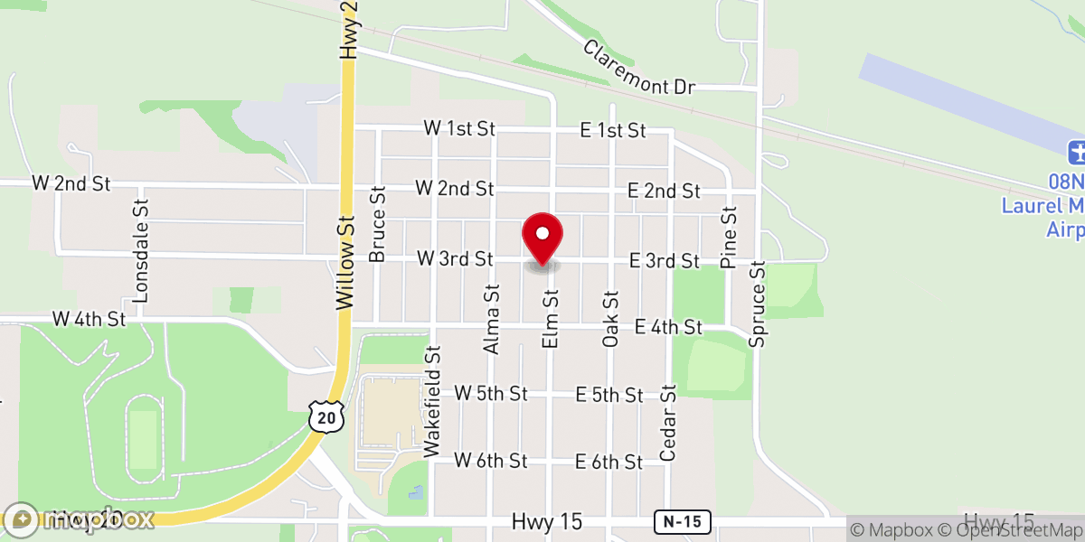 Map showing location of Laurel Methodist Church