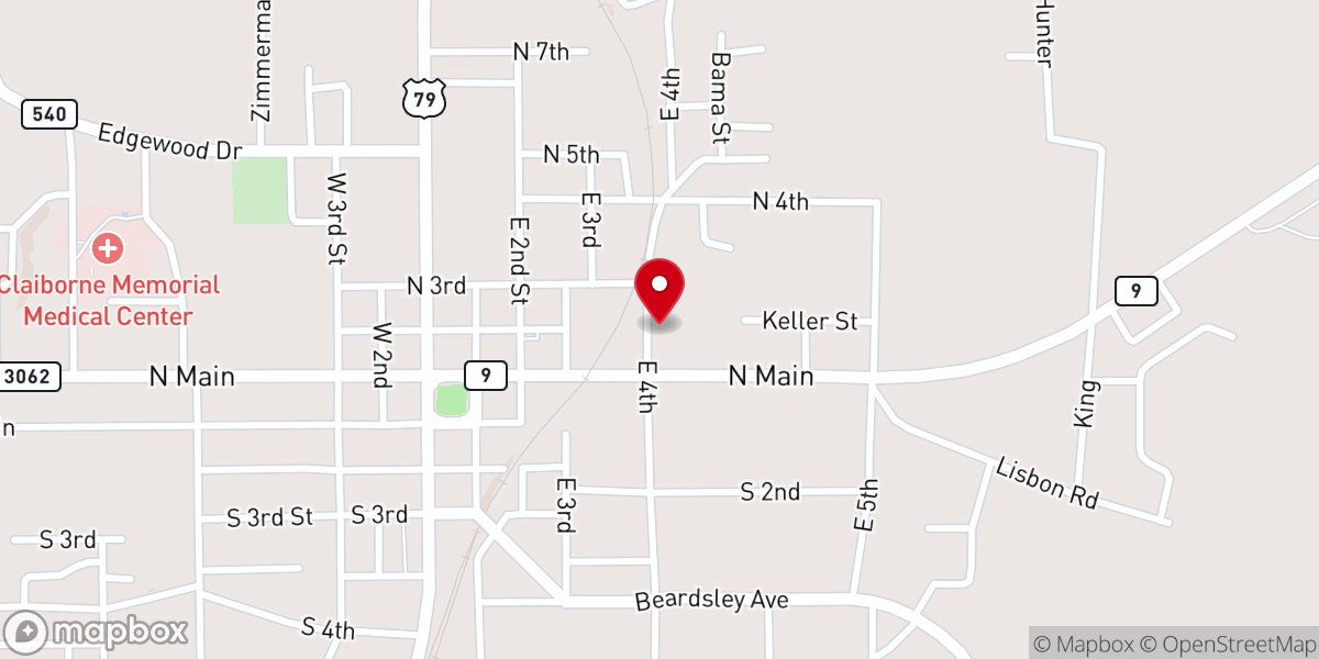 Map showing location of Claiborne Council On Aging