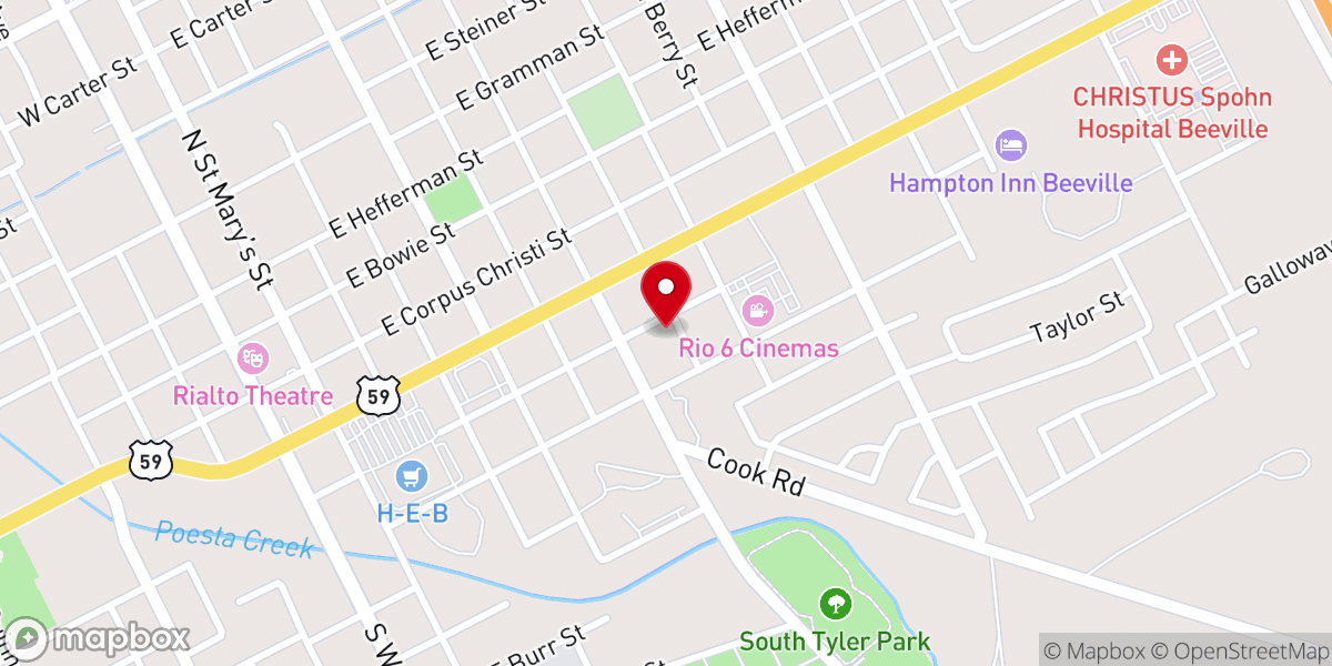 Map showing location of Christ Temple Beeville (A United Pentecostal Church)