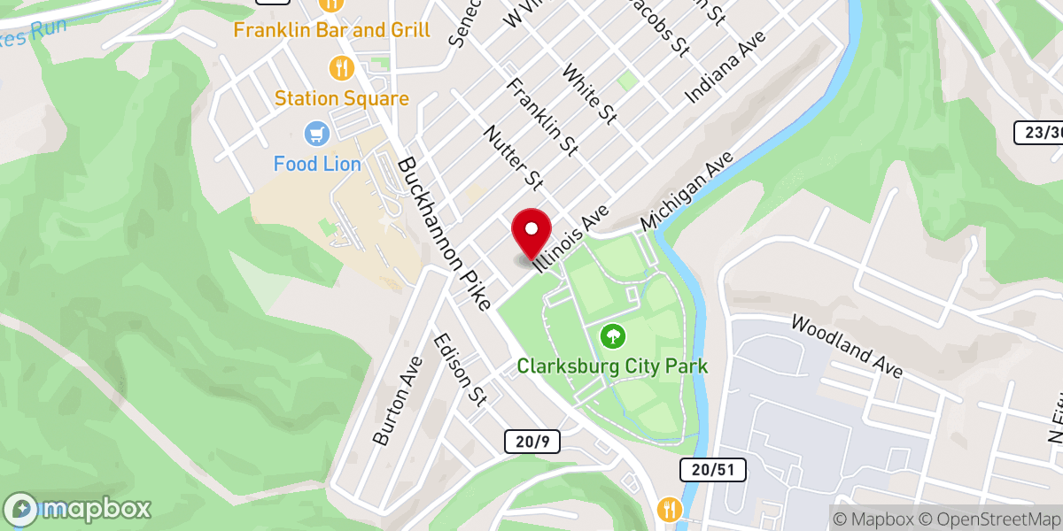 Map showing location of Nutter Fork Church