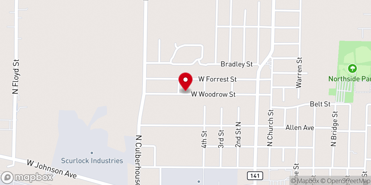 Map showing location of Bethel Faith Tabernacle