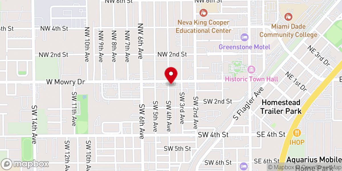 Map showing location of Haitian Evangelical Baptist Church of Homestead