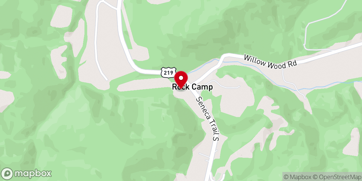 Map showing location of Rock Camp United Methodist Church