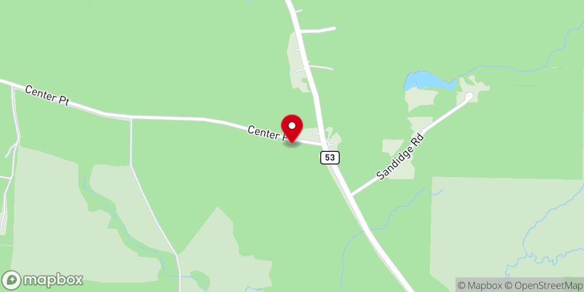 Map showing location of Center Point Baptist Church