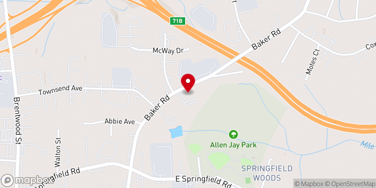 Map showing location of Springfield Baptist Church