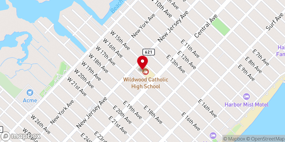 Map showing location of Wildwood Catholic Academy