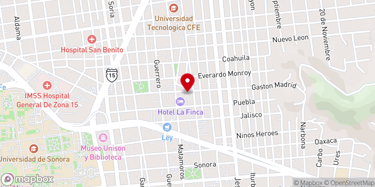 Map showing location of Centro Cristiano Internacional de Hermosillo A.R. Sede México