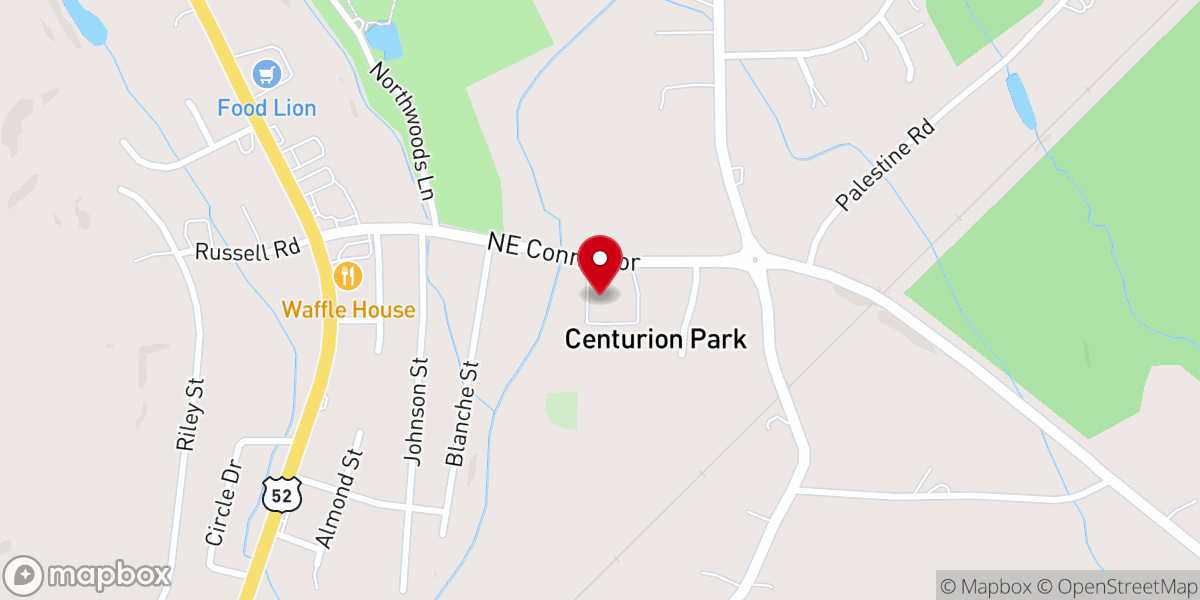 Map showing location of Centerview Baptist Church