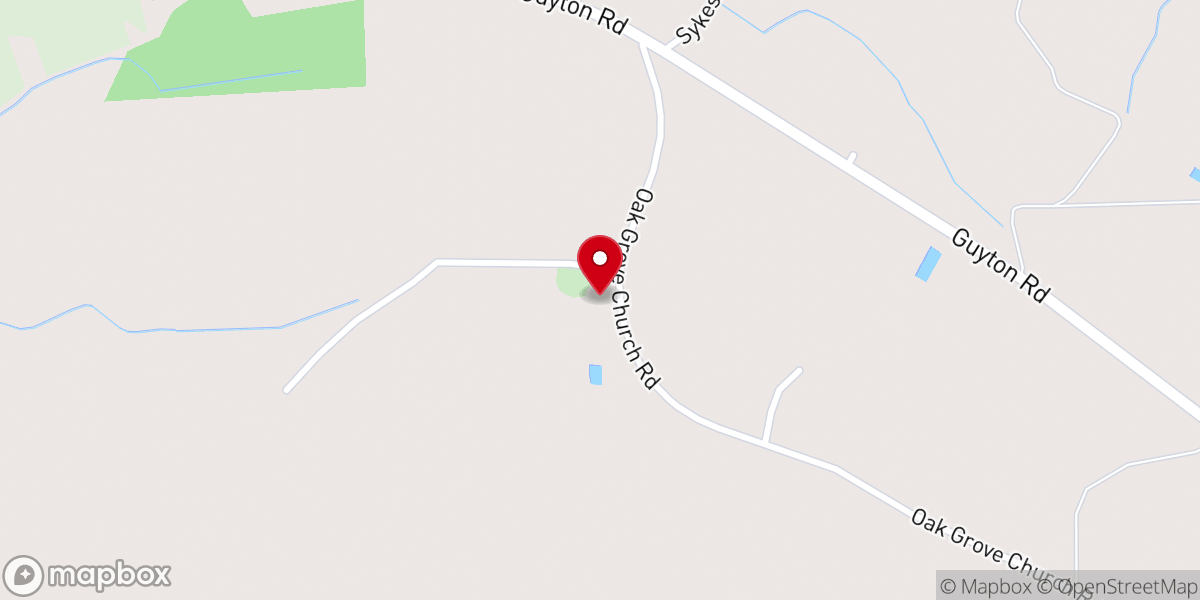 Map showing location of Oak Grove Original Baptist Church