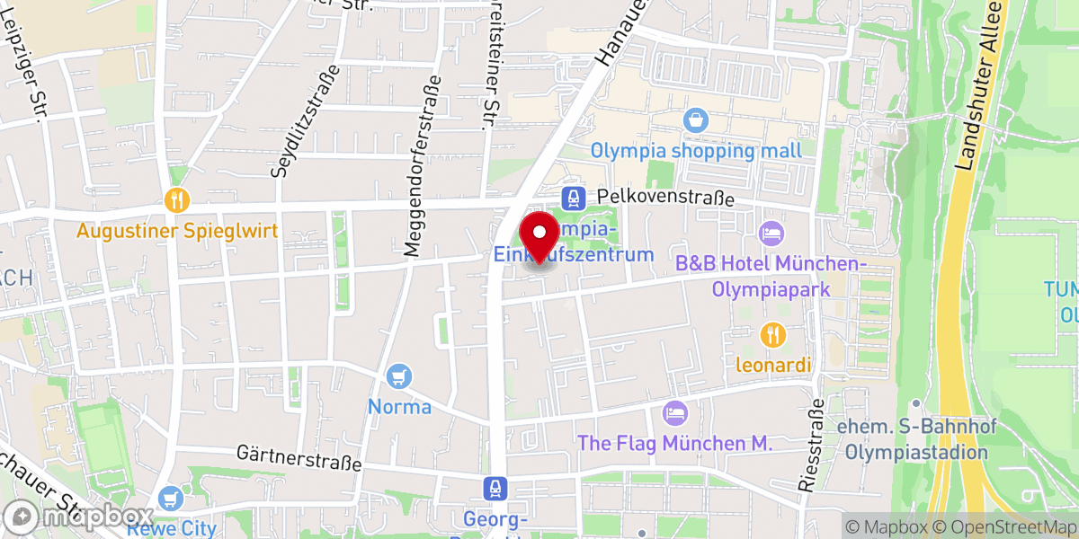 Map showing location of Internationale Jesus Gemeinde, Munich Church : English / Deutsch : 15:00 Uhr / Tamil / Hindi : 16:30)