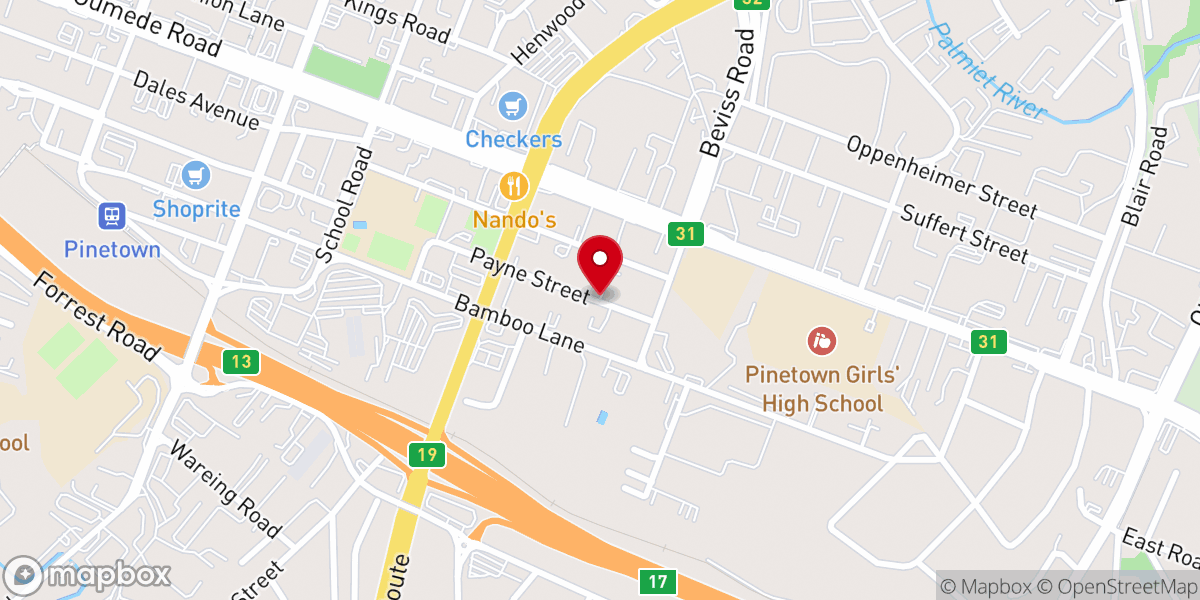 Map showing location of Pinetown Christian Fellowship