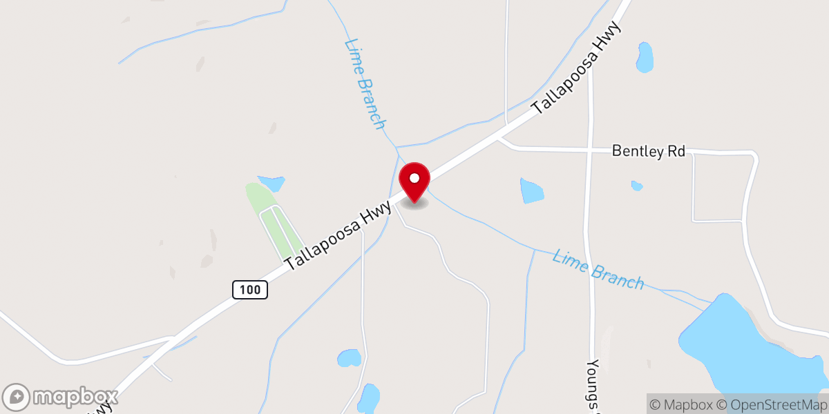 Map showing location of Lime Branch Baptist Church