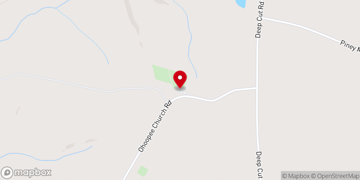 Map showing location of Ohoopee Baptist Church