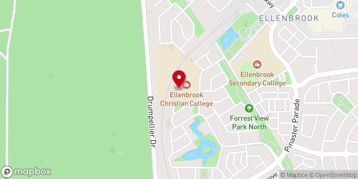 Map showing location of Ellenbrook Baptist Church