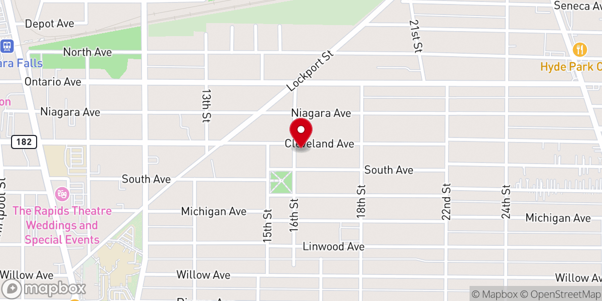Map showing location of Higher Ground Christian Center