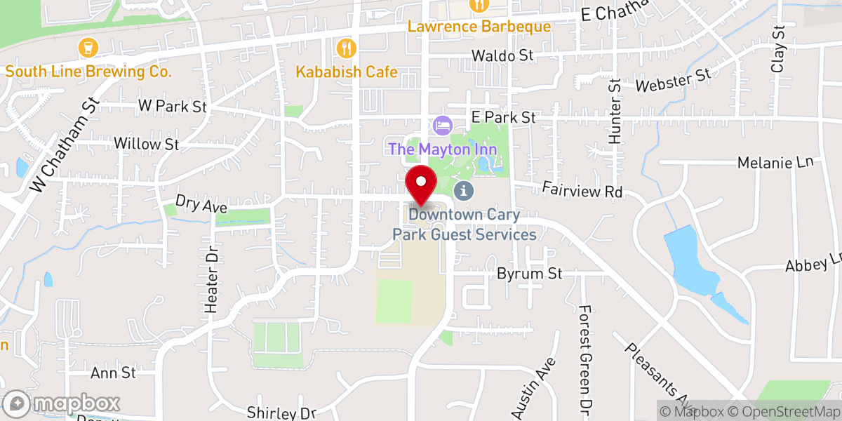 Map showing location of Cary Arts Center