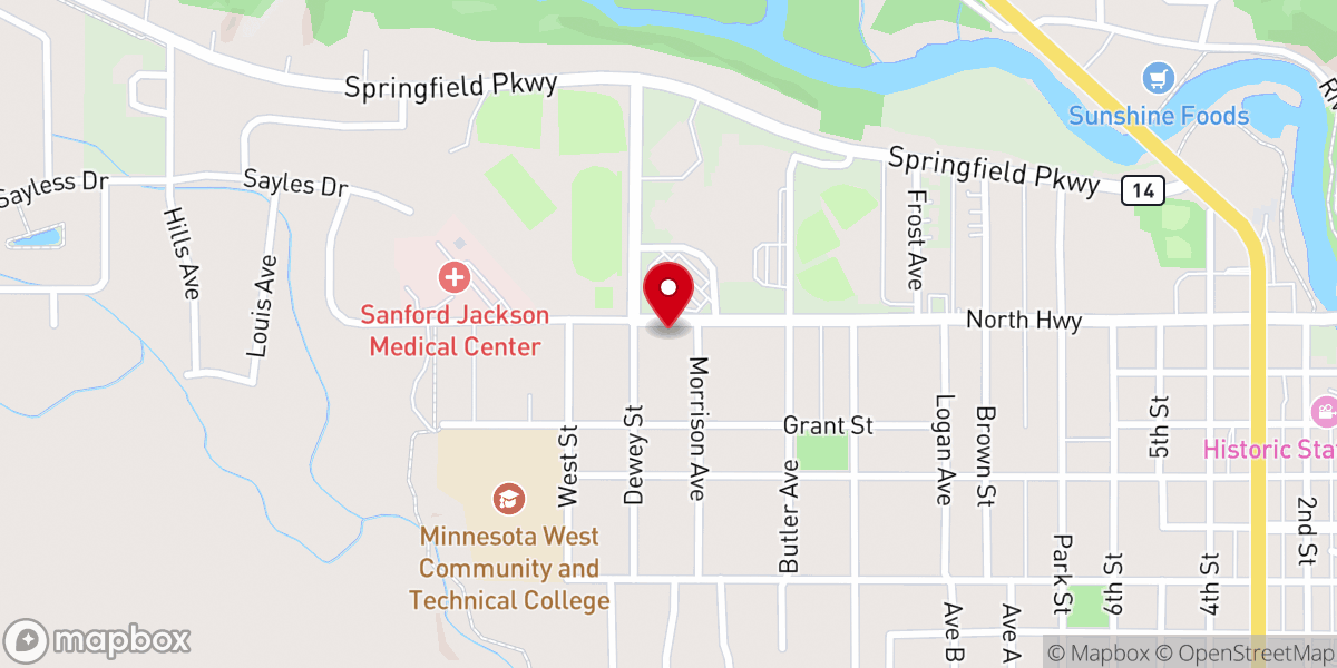 Map showing location of Assembly of God Church