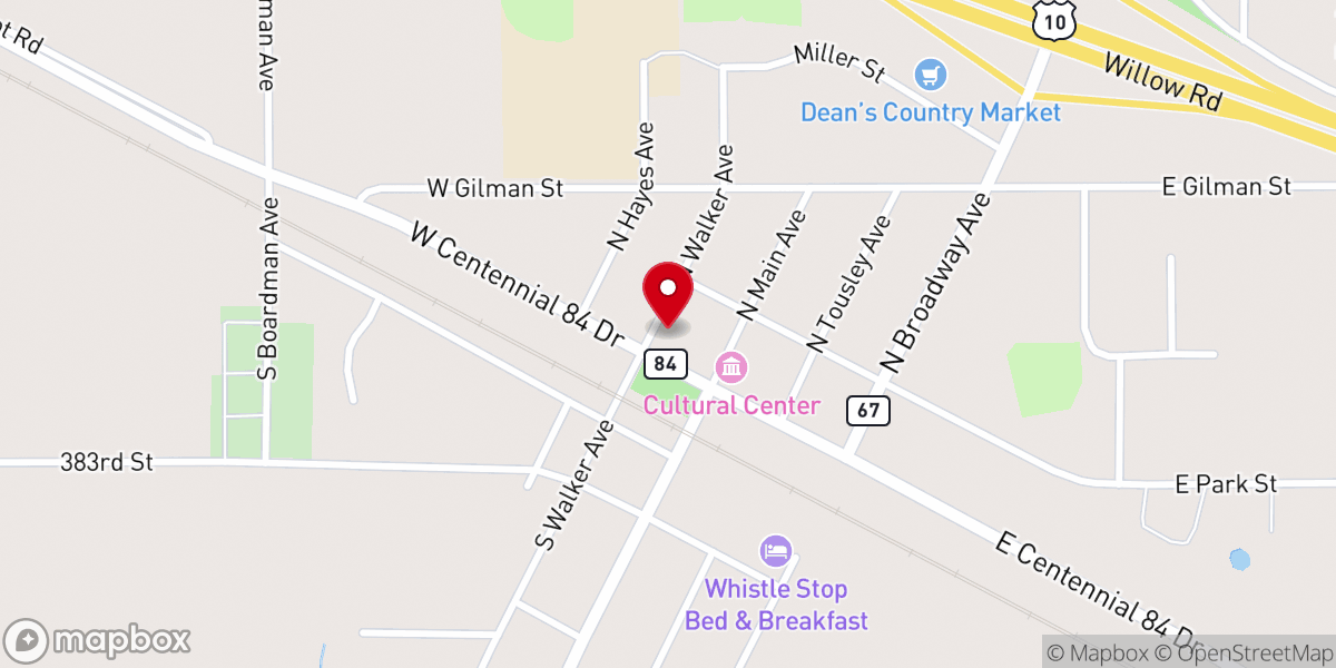 Map showing location of New York Mills City Hall