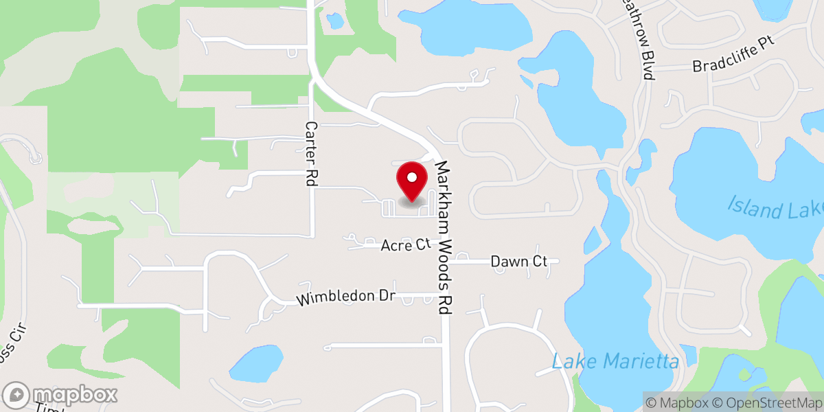 Map showing location of Markham Woods Presbyterian Church