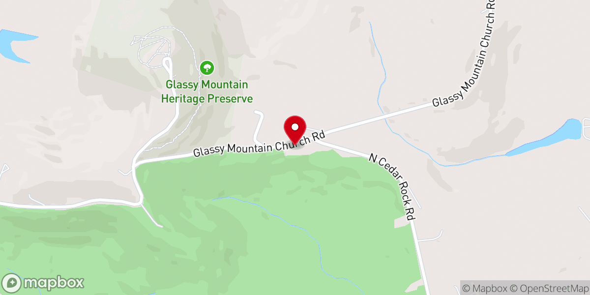 Map showing location of Glassy Mountain View Church