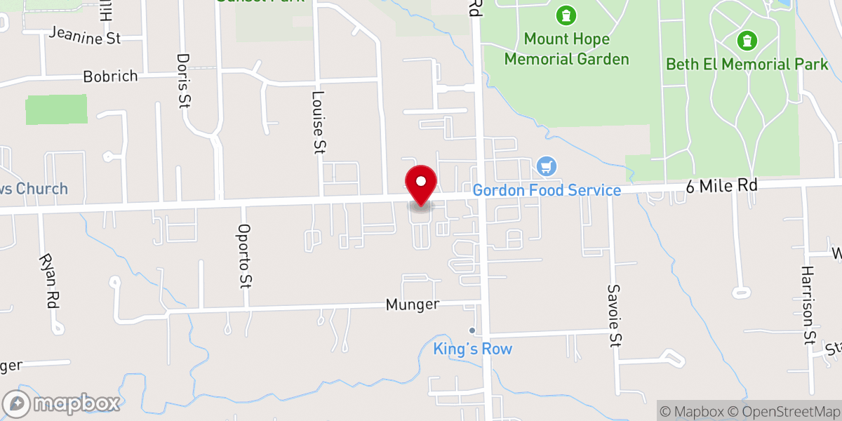 Map showing location of Bethel Baptist Church