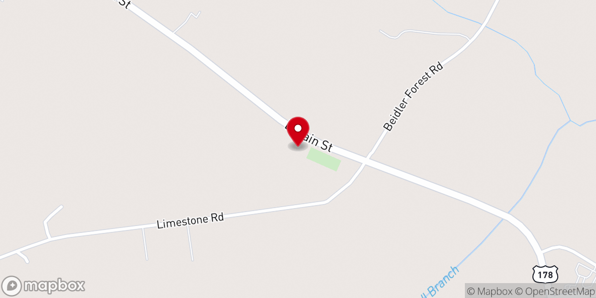 Map showing location of Limestone Baptist Church