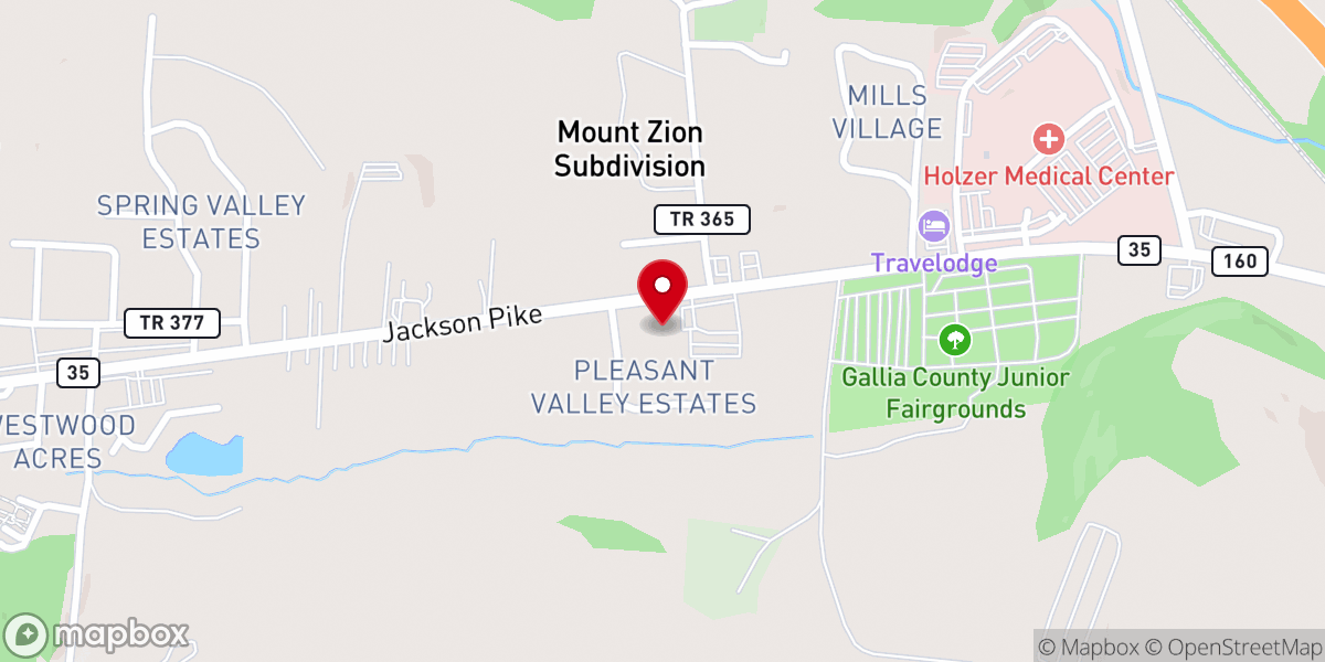 Map showing location of Calvary Christian Center