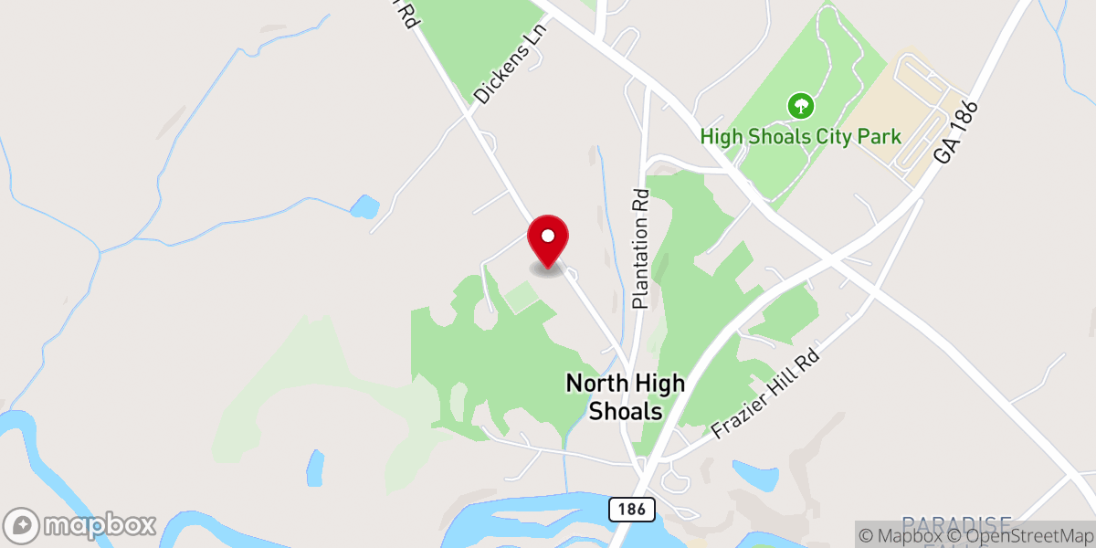 Map showing location of High Shoals Holiness Church