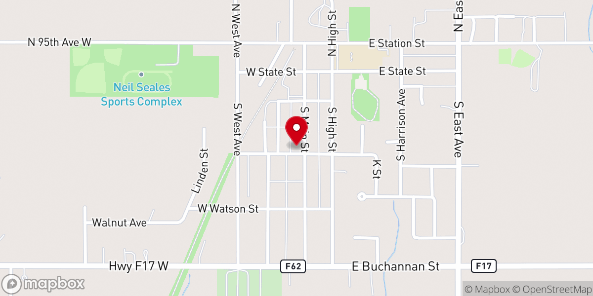 Map showing location of Baxter Congregational Church