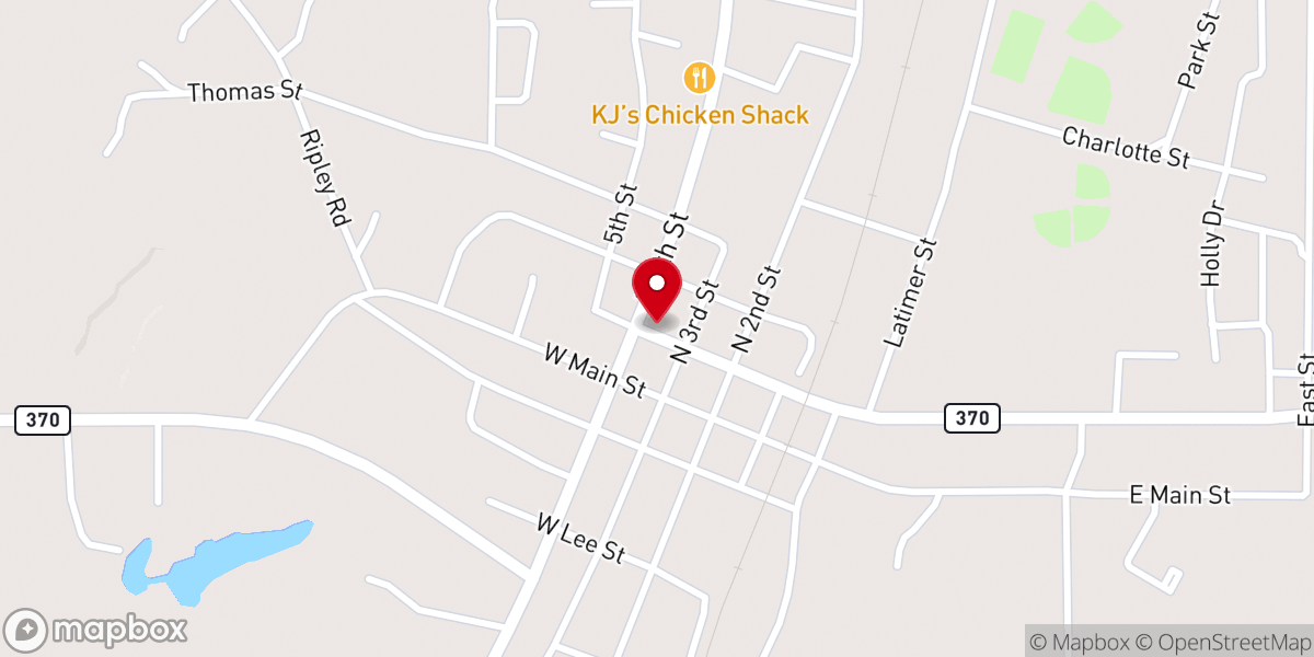 Map showing location of Baldwyn Church of Christ
