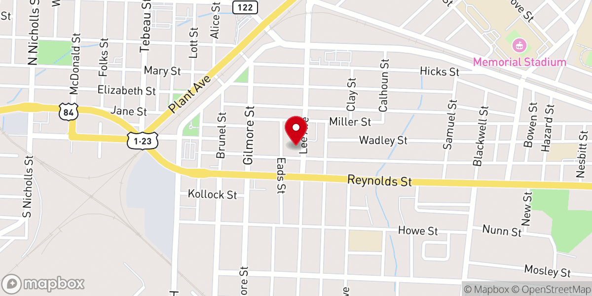 Map showing location of Waycross Seventh-day Adventist Church