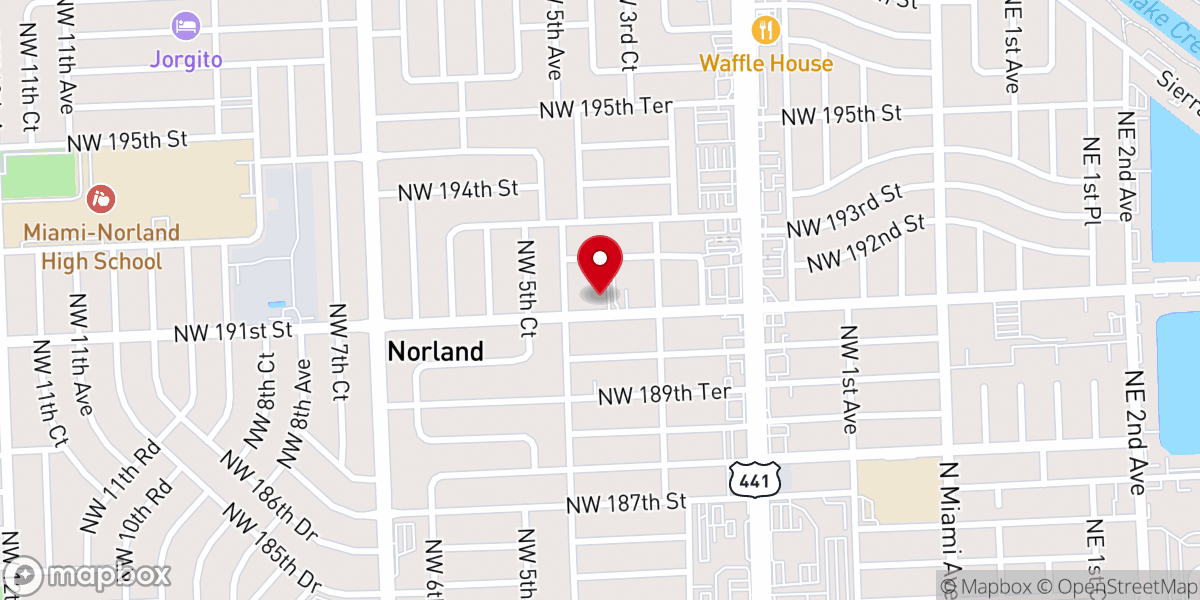 Map showing location of Sierra Norwood Calvary Baptist