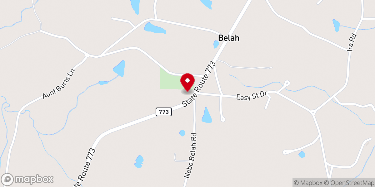 Map showing location of Belah Methodist Church