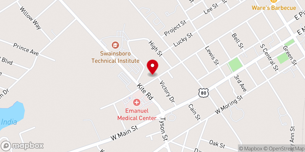 Map showing location of City of Swainsboro Auditorium