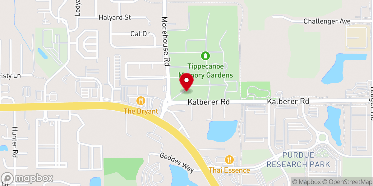 Map showing location of Tippecanoe Memory Gardens