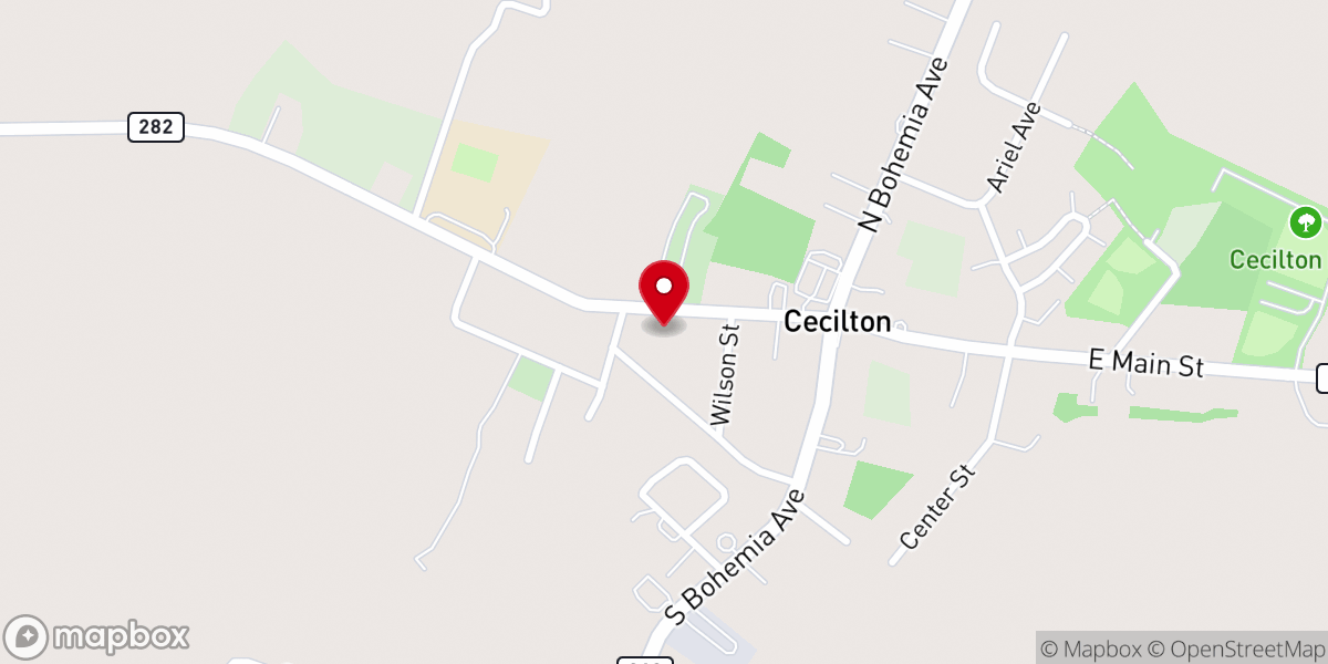 Map showing location of Cecilton United Methodist Church