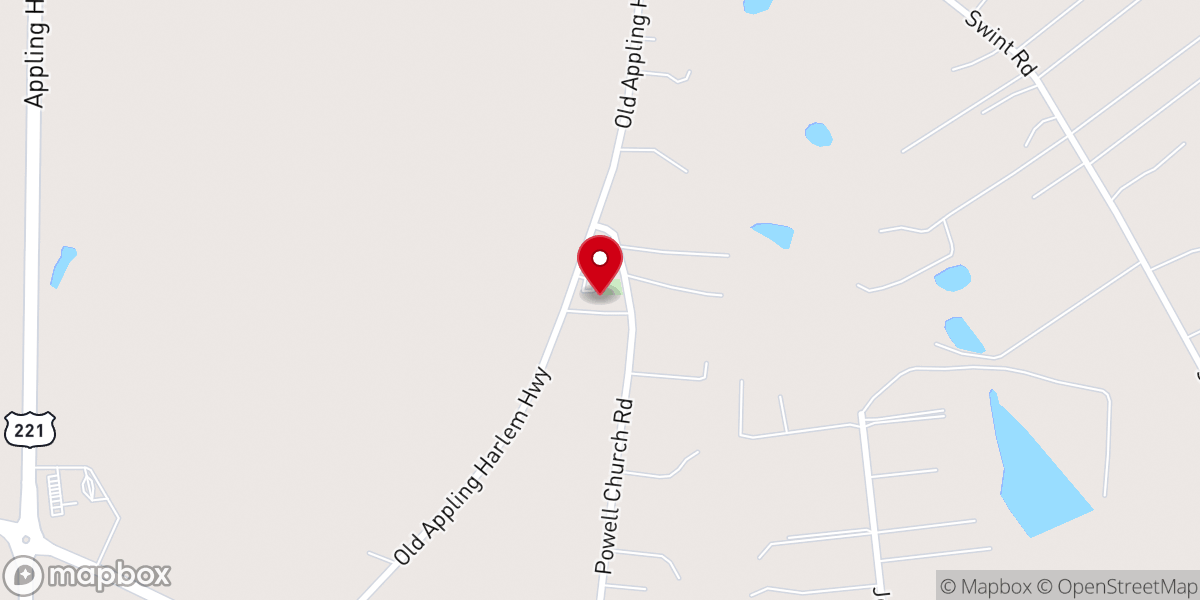 Map showing location of Powell Baptist Church