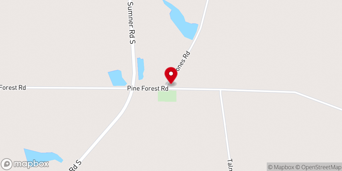 Map showing location of Pine Forest Baptist Church